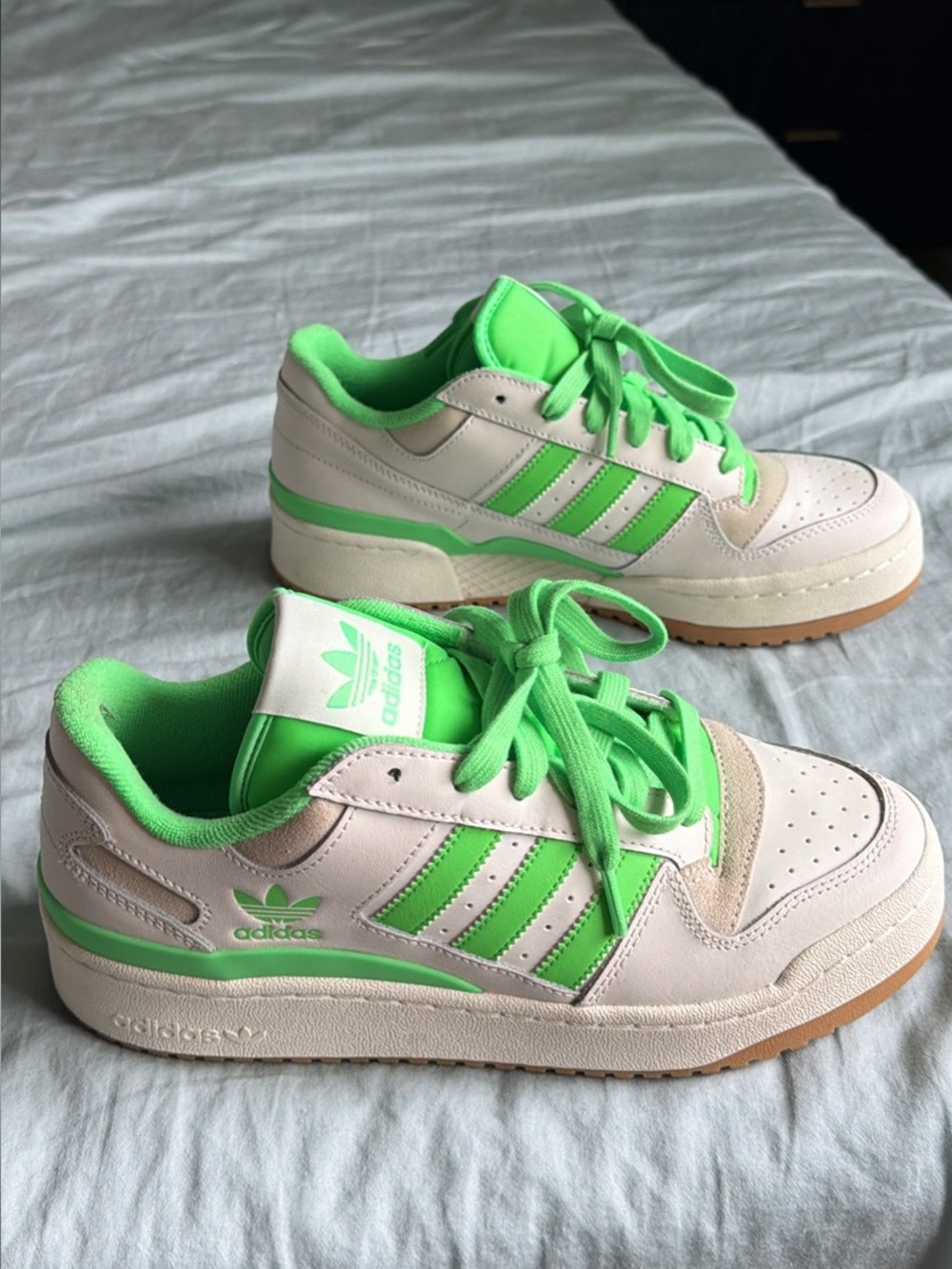adidas Kids Sneakers in Neon Green and Creamy Beige